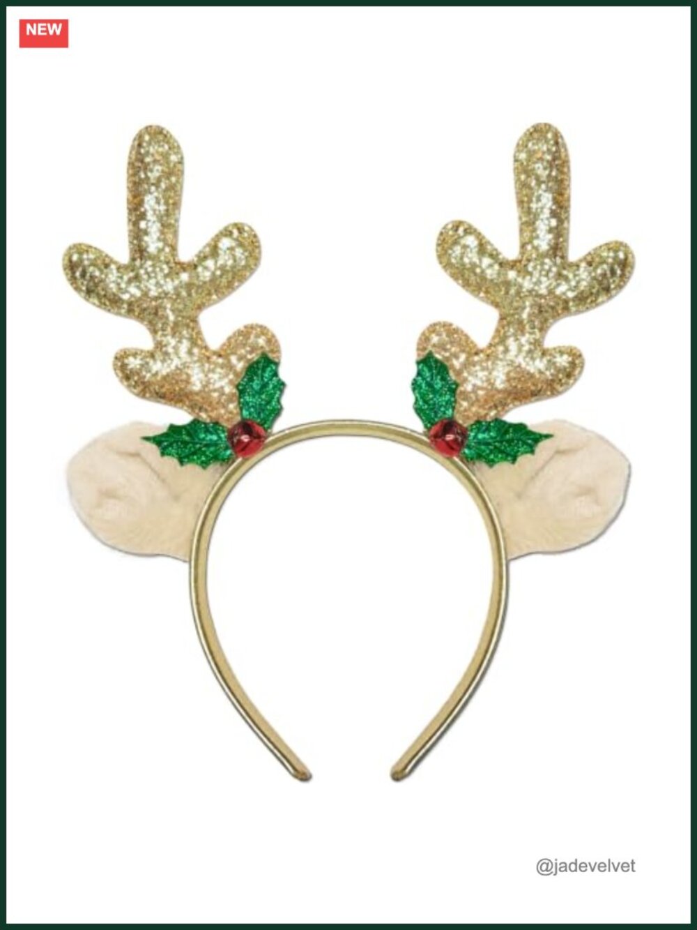 Reindeer Antler Headband Glitter Gold Christmas Accessory